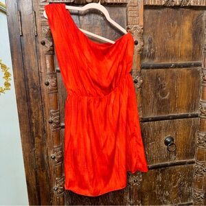Michael Kors One-Shoulder Orange Dress | Size L | Asymmetrical Cocktail Dress